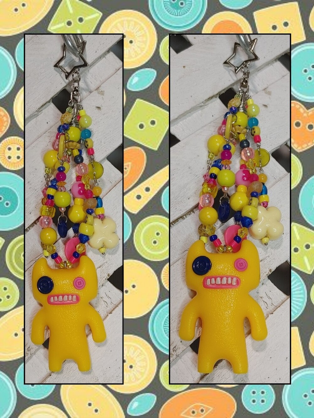 Yellow Fugglers Bagcharm, Handmade Beaded Accessories